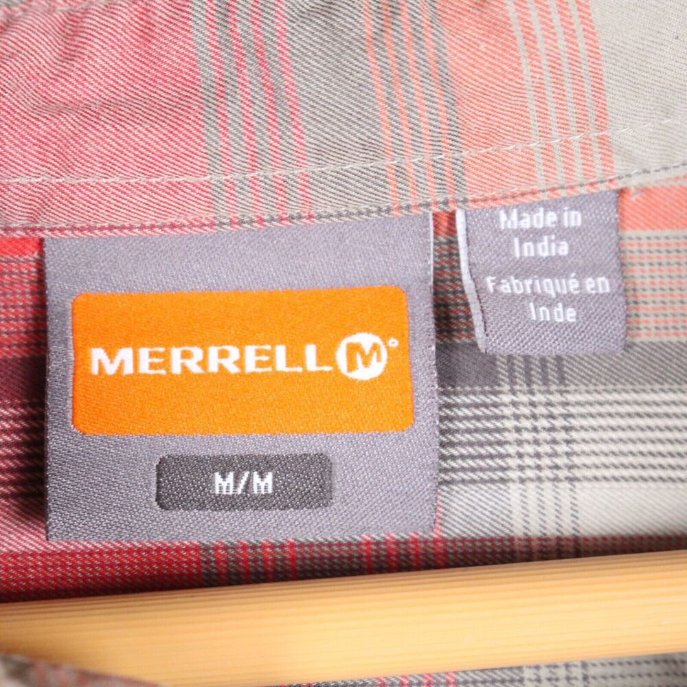 Merrell‎ Flannel Shirt Sz M Red Plaid Long Sleeve Button-Up Outdoors READ - Picture 6 of 8